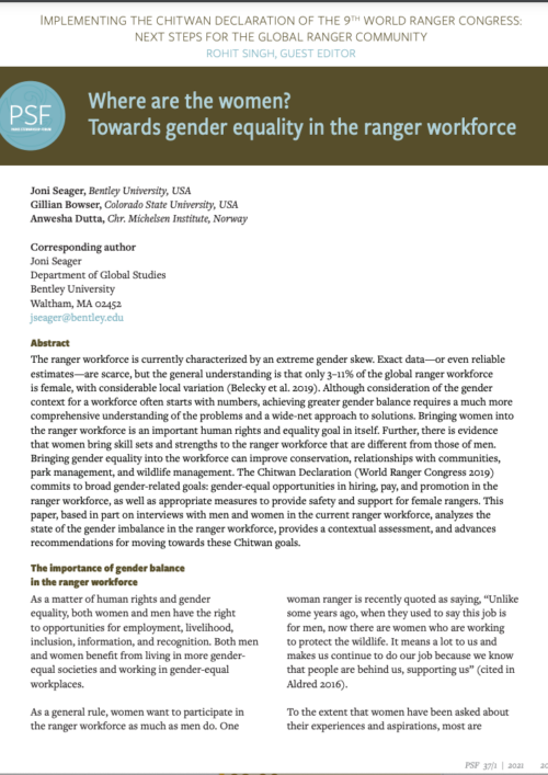 Where are the women? Towards gender equality in the ranger workforce