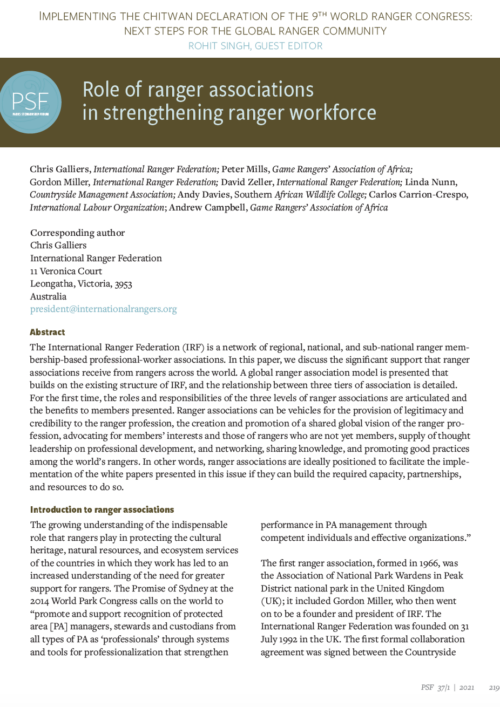 Role of ranger associations in strengthening ranger workforce